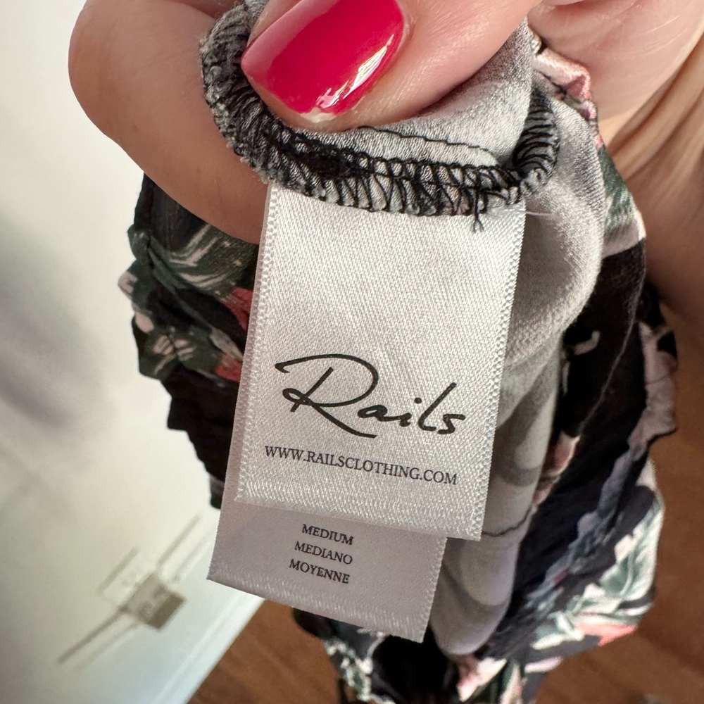 Rails Leighton Paradiso Black Satin Palm Print Sh… - image 8